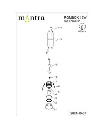 ROMBOK * Empotrable LED CCT Negro 12W IP65